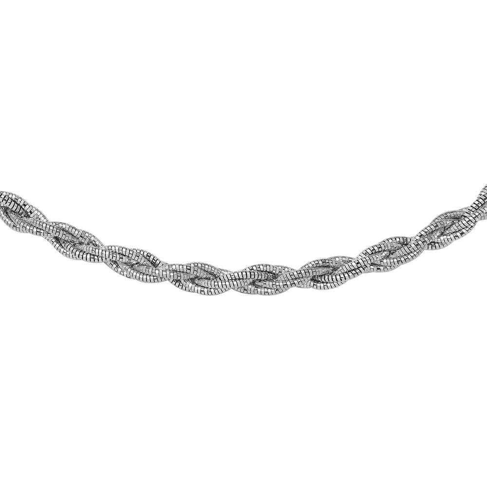Sterling Silver 6 Layer Twisted 16  Omega Spring Chain Rhodium Plated 5.5mm