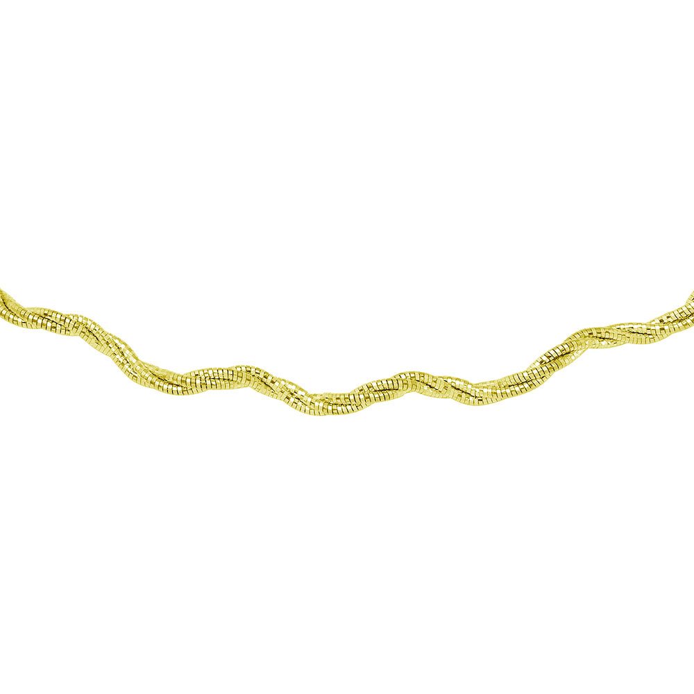 Sterling Silver 3 Layer Wave 16  Omega Spring Chain Gold Plated 2.7mm