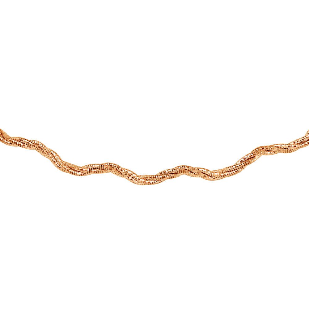 Sterling Silver 3 Layer Wave 16  Omega Spring Chain Rose Gold Plated 2.7mm