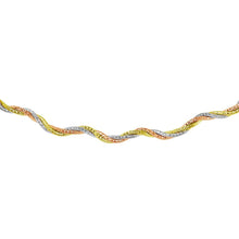 Load image into Gallery viewer, Sterling Silver 3 Layer Wave 16  Omega Spring Chain 3 Toned Plated 2.7mm