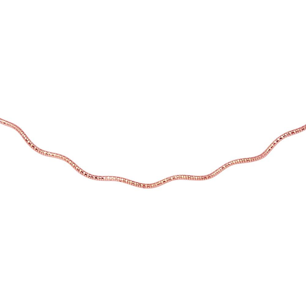 Sterling Silver 1 Layer Wave 16  Omega Spring Chain Rose Gold Plated 1.3mm
