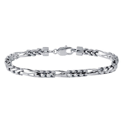 Sterling Silver Rhodium Plated Figaro Franco Bracelet