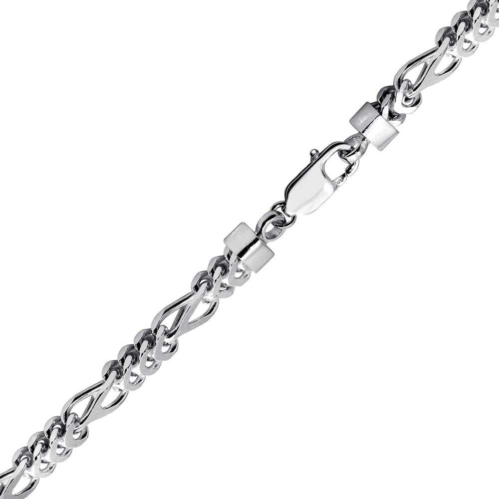 Sterling Silver Rhodium Plated Figaro Franco 5.8mm Bracelet