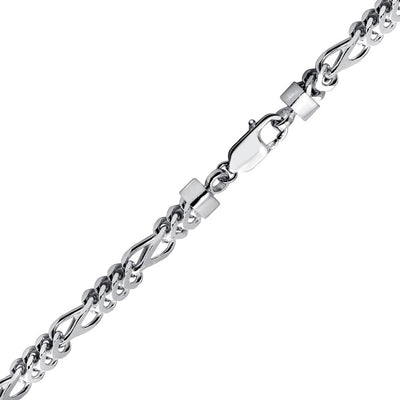 Sterling Silver Rhodium Plated Figaro Franco Bracelet