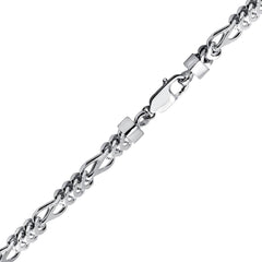 Sterling Silver Rhodium Plated Figaro Franco Bracelet