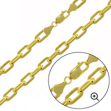 Load image into Gallery viewer, Sterling Silver Gold Plated 6mm Wide Oval D Cut Link Paperclip Chain