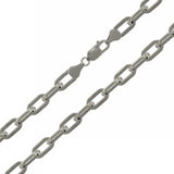 Sterling Silver Rhodium Plated 6mm Wide Oval D Cut Paperclip Link Chain