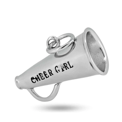 Sterling Silver Basic Cheer Megaphone Charm Pendant