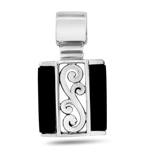 Sterling Silver Black Onyx Vine Charm Pendant