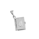 Sterling Silver Rhodium Plated Bible Charm