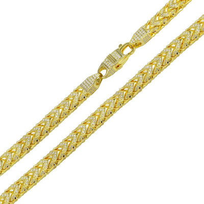 Sterling Silver Gold Plated CZ Encrusted Franco Chains