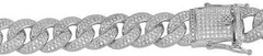 Sterling Silver Rhodium Plated CZ Encrusted Curb Chains