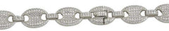 Sterling Silver Rhodium Plated CZ Encrusted Oval Link Chains