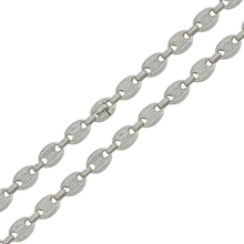 Load image into Gallery viewer, Sterling Silver Rhodium Plated CZ Encrusted Oval Link Hip Hop Chain Width-10.5mm
