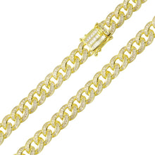 Load image into Gallery viewer, Sterling Silver Gold Plated Baguette CZ Encrusted Curb Chains