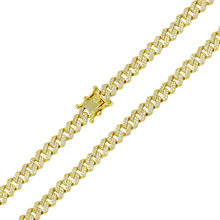 Load image into Gallery viewer, Sterling Silver Gold Plated CZ Encrusted Curb Hip Hop Chain Width-7.2mm