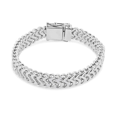 Sterling Silver High Zig Zag Flat Sided Bracelet 10mm