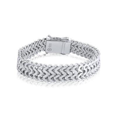 Sterling Silver High 13.6mm Zig Zag Bracelet--Length 8