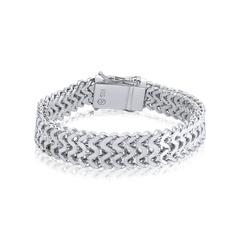 Sterling Silver High 13.6mm Zig Zag Bracelet--Length 8
