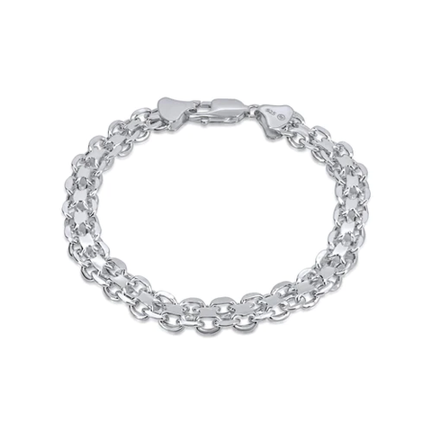 Sterling Silver Double Link Bracelet-7.8mm