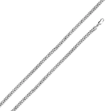 Sterling Silver Rhodium Plated Hollow Franco Hip Hop Chain Width-5.7mm, Length-30inches