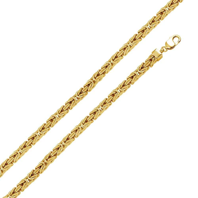 Sterling Silver Gold Plated Hollow Byzantine 7MM Chain