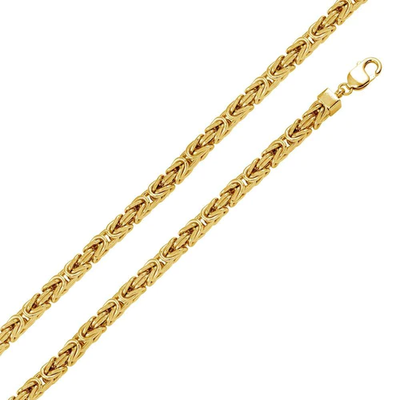 Sterling Silver Gold Plated 7.8MM Hollow Byzantine Chain