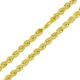 Sterling Silver Gold Plated Hollow Rope Hip Hop Chain Width-6.5mm