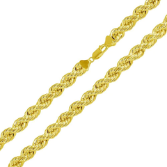 Sterling Silver Gold Plated Hollow Rope 6.5mm Chain
