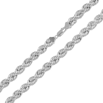 Sterling Silver Hollow Rope 6.5mm Chain