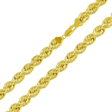 Sterling Silver Gold Plated Hollow Rope Hip Hop Chain Width-8mm