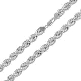 Sterling Silver Hollow Rope Hip Hop Chain Width-8mm