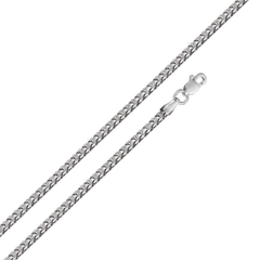 Sterling Silver Rhodium Plated Hollow Round Franco 2.7mm Chain