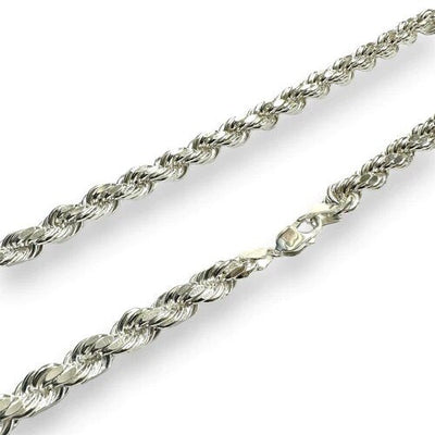 Sterling Silver Diamond Cut Anti Tarnish Hollow Rope 8.2mm Chain