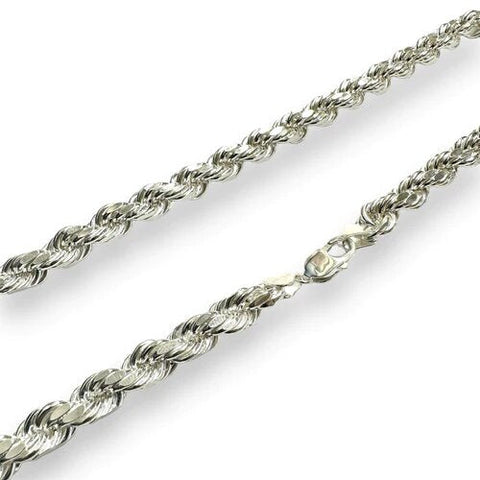 Sterling Silver Diamond Cut Anti Tarnish Hollow Rope 8.2mm Chain