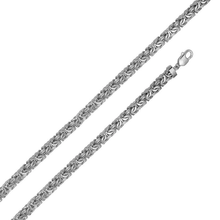 Load image into Gallery viewer, Sterling Silver Anti Tarnish Flat Byzantine 8.1mm Chain And Bracelet