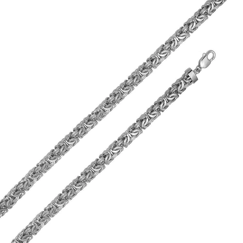 Sterling Silver Anti Tarnish Flat 9.4mm Byzantine Chain