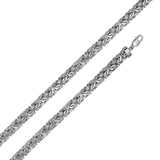 Sterling Silver Anti Tarnish Flat Byzantine 11.1mm Chain And Bracelet