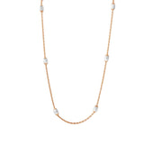 Sterling Silver Classy Rose Gold Plated Italian Necklace with Multi Silver Diamond Cut Oval BeadsAnd Closure: Lobster Clasp Closure Length: 36
