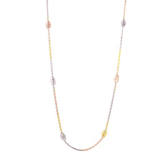 Sterling Silver Classy Three-Toned Italian Necklace with Multi Diamond Cut Oval BeadsAnd Closure: Lobster Clasp Closure Length: 36