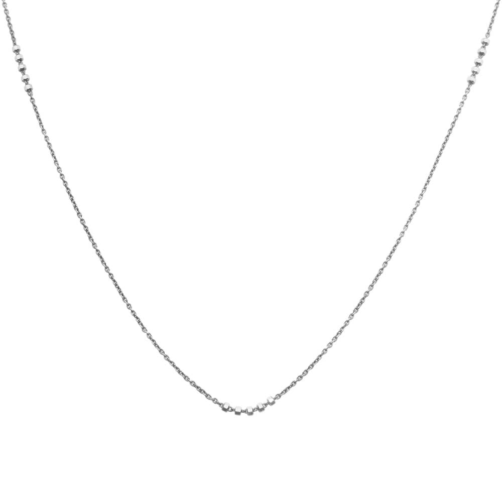 Sterling Silver Rhodium Plated DC Beaded Chain Necklace