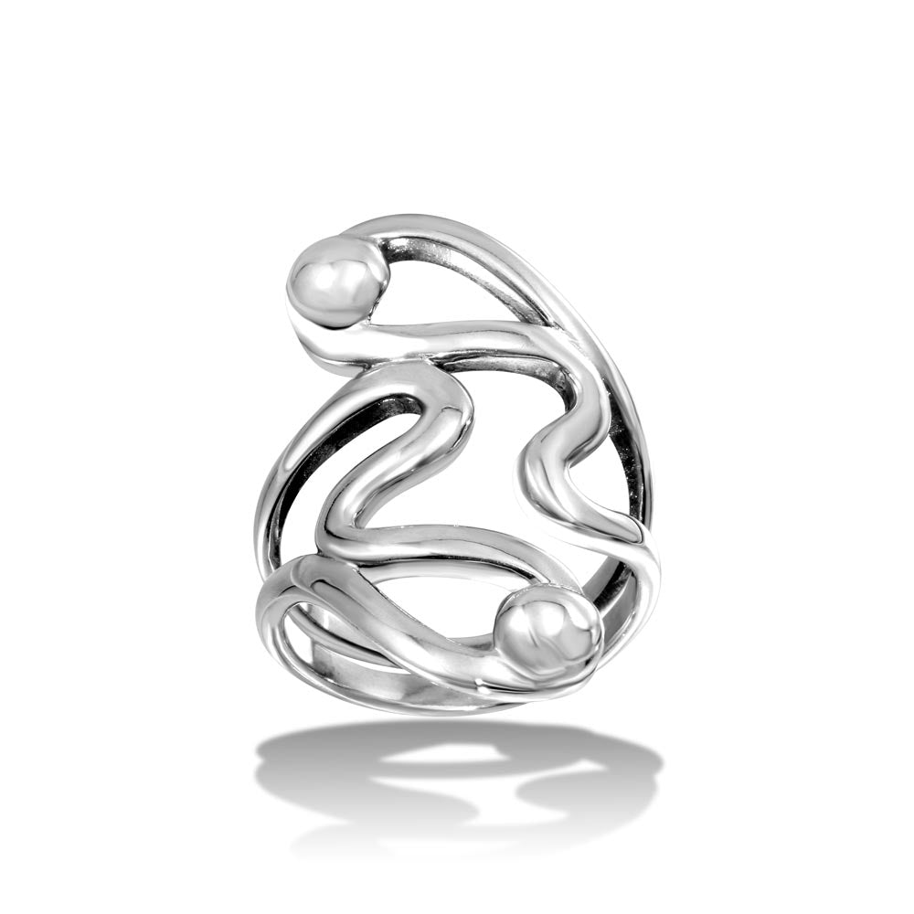 Sterling Silver High Polished Abstract Wrap Ring