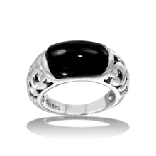 Load image into Gallery viewer, Sterling Silver High Polished Black Stone Ring