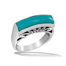 Load image into Gallery viewer, Sterling Silver High Polished Rectangular Turquoise Stone Ring