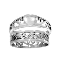 Load image into Gallery viewer, Sterling Silver High Polished Stackable Heart and Waves Ring 2 Pc. Set