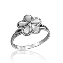 Load image into Gallery viewer, Sterling Silver High Polished Flower Ring with Clear Stones