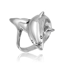 Load image into Gallery viewer, Sterling Silver High Polished Dolphin Ring