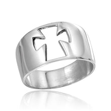 Load image into Gallery viewer, Sterling Silver High Polished Open Cross Ring