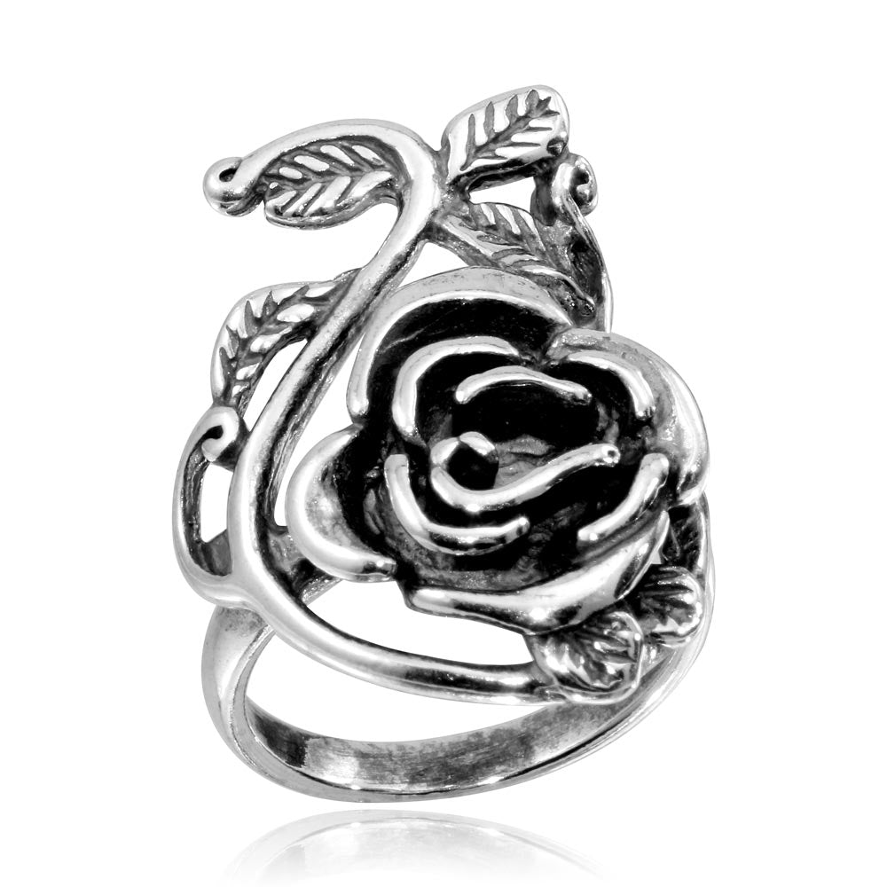 Sterling Silver High Polished Rose Ring