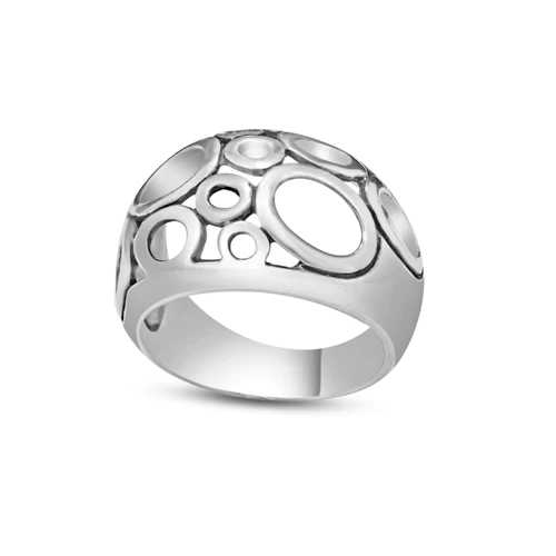 Sterling Silver High Polished Open Bubble Design Ring